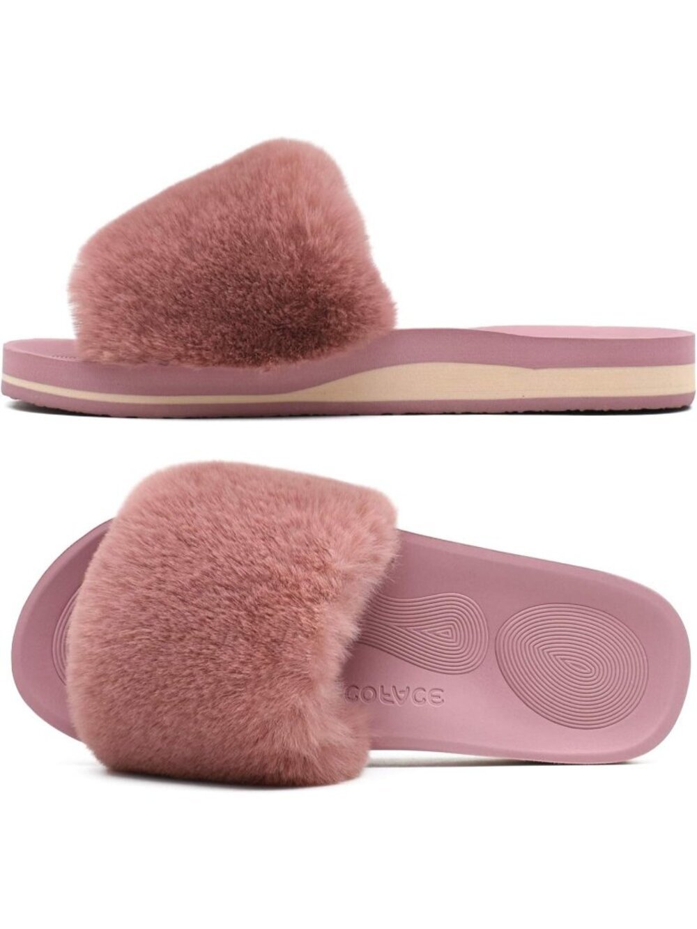Womens Darkpink Comfy Open Toe Fuzzy Fasciitis Orthotic Ladies Slippers Indoor